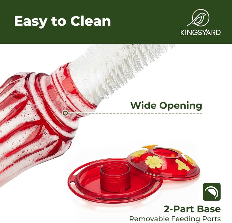 Kingsyard Glass Hummingbird Feeders for Outdoors Hanging, Hummingbird Nectar Feeder with Ant Moat & 6 Bee Guard Feeding Ports, 25 Ounces Leak Proof (Red) - Image 5